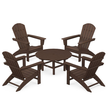 POLYWOOD Nautical 5-Piece Adirondack Chair Conversation Set - Mahogany